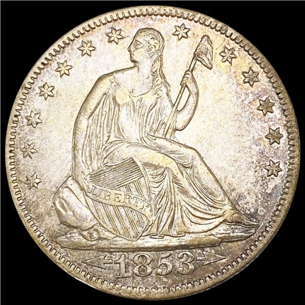 1853-O Arws & Rays Seated Liberty Half Dollar UNC