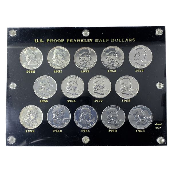 1950-1963 Franklin Half Dollar PR 14 Coin Set GEM