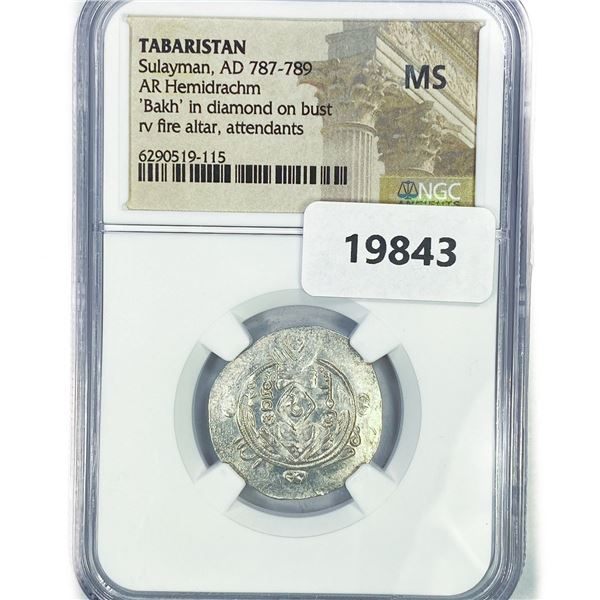 AD 787-789 Tabaristan AR Hemidrachm NGC MS