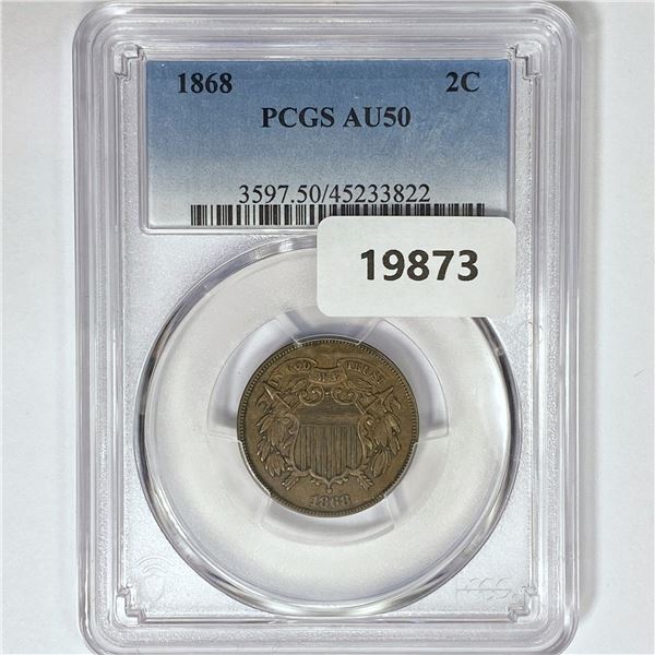 1868 Two Cent Piece PCGS AU50