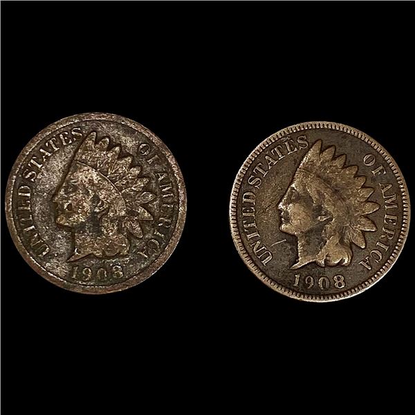 (2) 1908-S Indian Head Cents NICE CIRCULATED