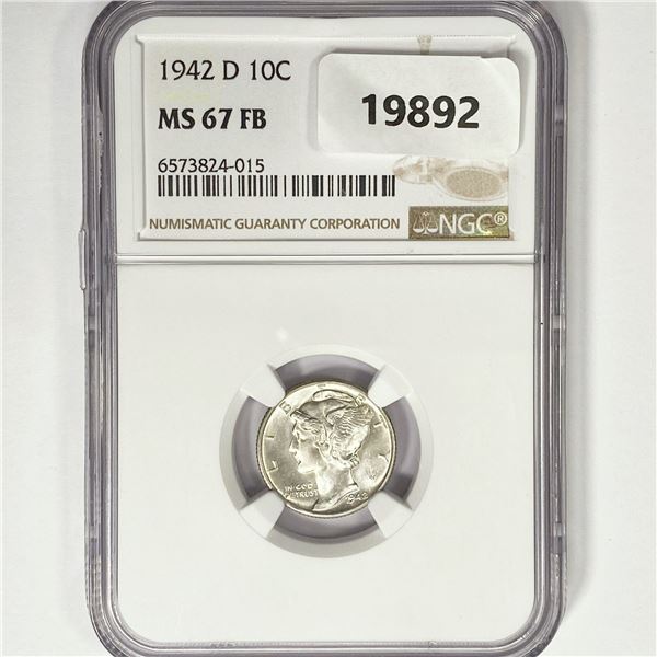 1942-D Mercury Silver Dime NGC MS67 FB