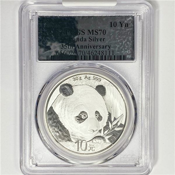 2018 10 Yn China Panda Silver PCGS MS70 35th Ann