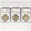 Image 1 : 1974 Set (3) Eisenhower Silver Dollars NGC MS65