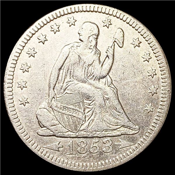 1853 Arws & Rays Seated Liberty Quarter CLOSE UNC