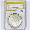 1921-D Morgan Silver Dollar PGA MS63