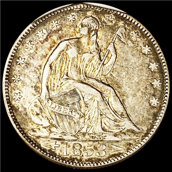 1853 Arws & Rays Seated Liberty Half NEAR UNC