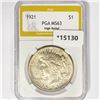 1921 Silver Peace Dollar PGA MS63 High Relief