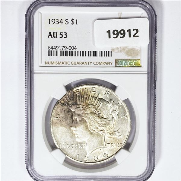 1934-S Silver Peace Dollar NGC AU53