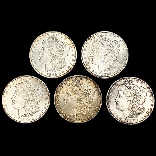 (5) Morgan Silver Dollars (1883-O, 1885, 1889, 19