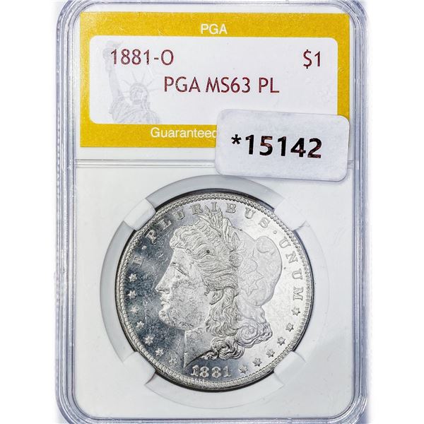 1881-O Morgan Silver Dollar PGA MS63 PL