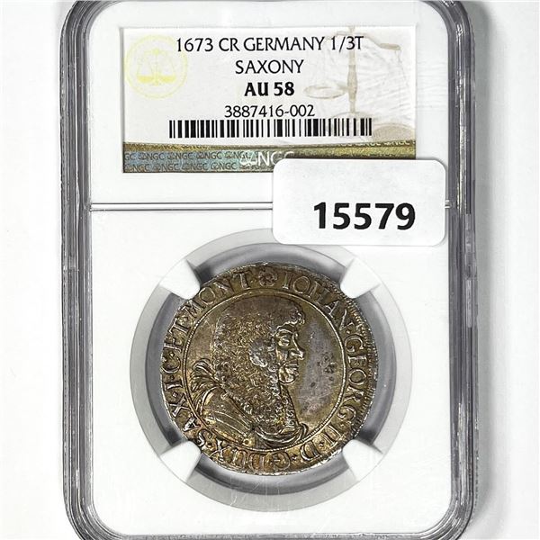 1673 CR Germany 1/3T Saxony NGC AU58