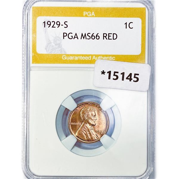 1929-S Wheat Cent PGA MS66 RED