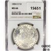 Image 1 : 1884-O Morgan Silver Dollar NGC MS66