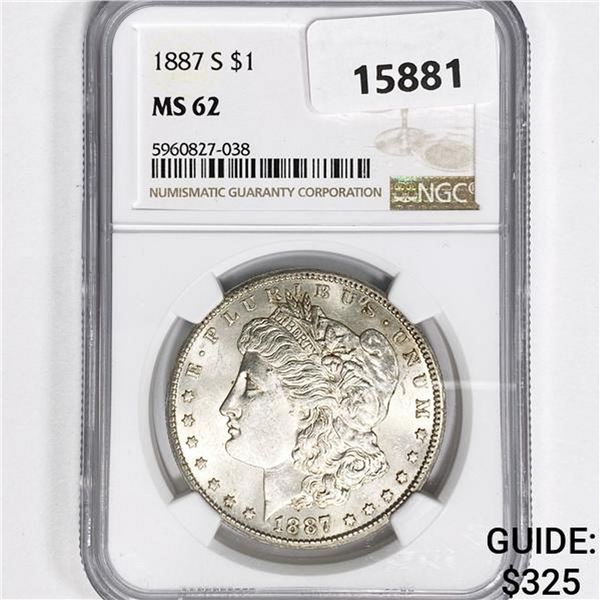 1887-S Morgan Silver Dollar NGC MS62