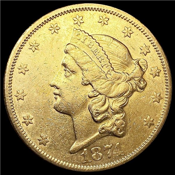 1874-S $20 Gold Double Eagle CLOSE UNCIRCULATED