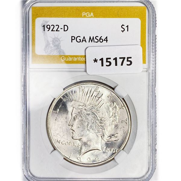 1922-D Silver Peace Dollar PGA MS64