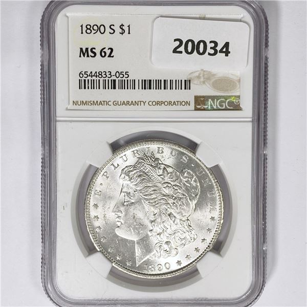 1890-S Morgan Silver Dollar NGC MS62