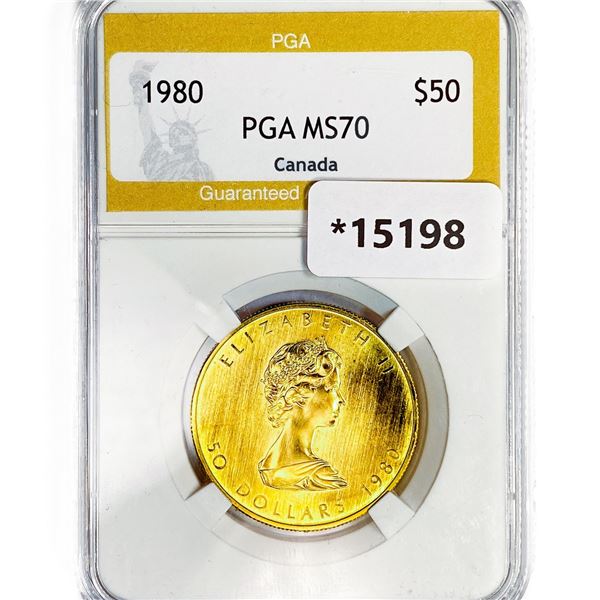 1980 $50 1oz Canada Gold PGA MS70