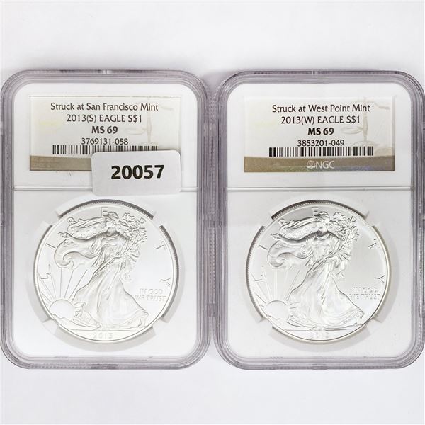 2013 S&W Set (2) American Silver Eagle NGC MS69