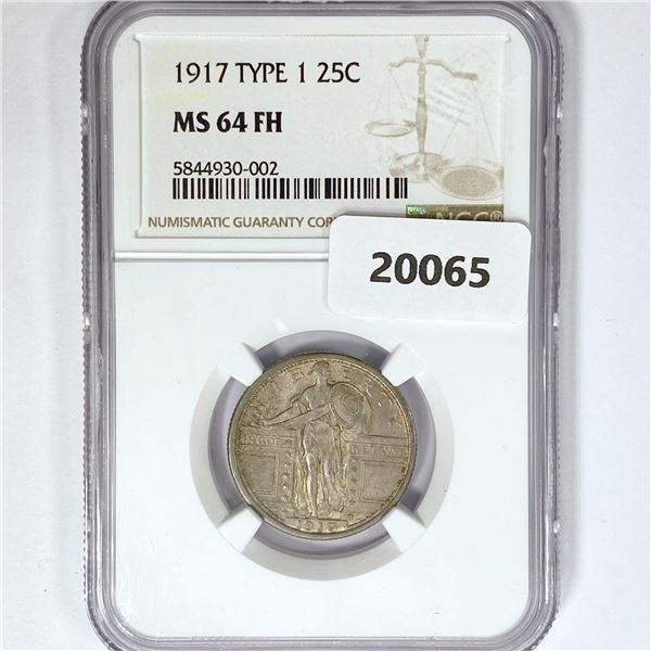 1917 Standing Liberty Quarter NGC MS64 FH, Ty 1