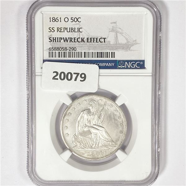 1861-O Seated Lib. 50C NGC Shipwreck SS Rep Set