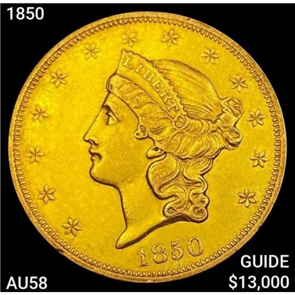 1850 $20 Gold Double Eagle CHOICE AU