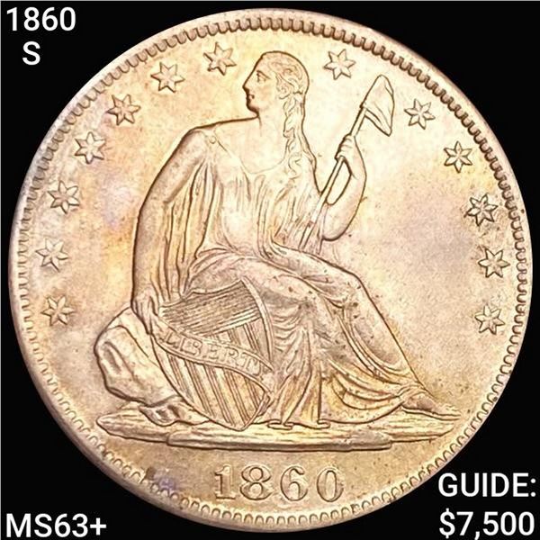 1860-S Seated Liberty Half Dollar CHOICE BU +