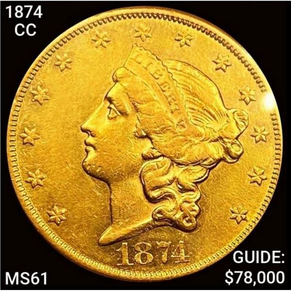 1874-CC $20 Gold Double Eagle UNCIRCULATED