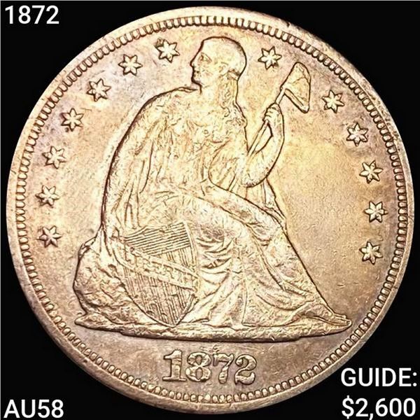 1872-S Seated Liberty Dollar CHOICE AU