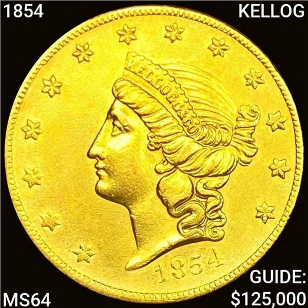 1854 $20 Gold Double Eagle CHOICE BU