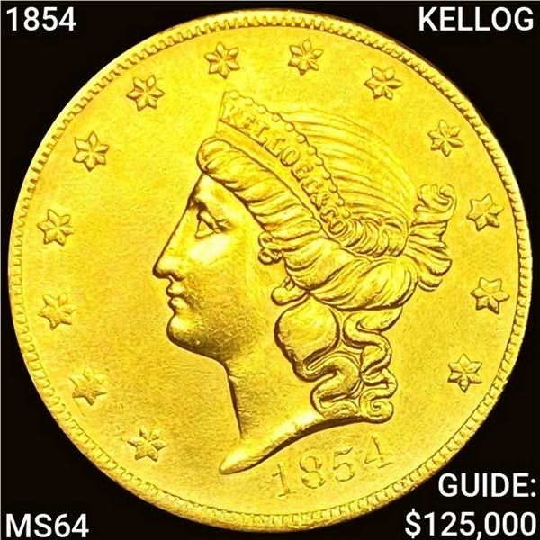 1854 $20 Gold Double Eagle CHOICE BU