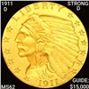 1911-D STRONG D $2.50 Gold Quarter Eagle UNC