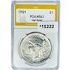 1921 Silver Peace Dollar PGA MS63 High Relief
