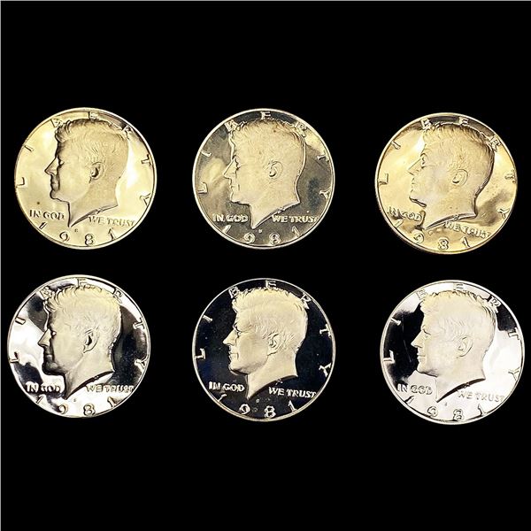 (6) T2 1981-S Kennedy Half Dollars GEM PROOF