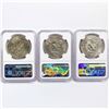 Image 2 : 1974 Set (3) Eisenhower Silver Dollars NGC MS65