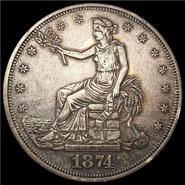 1874 Silver Trade Dollar NEARLY UNCIRCULATED