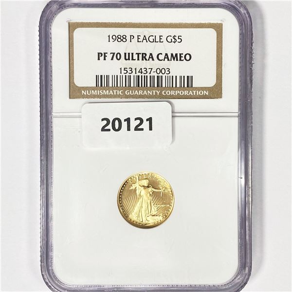 1988-P $5 1/10oz American Gold Eagle NGC PF70 UC