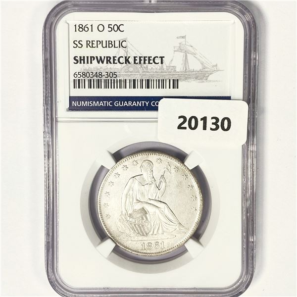 1861-O Seated Lib. 50C NGC Shipwreck SS Rep Set