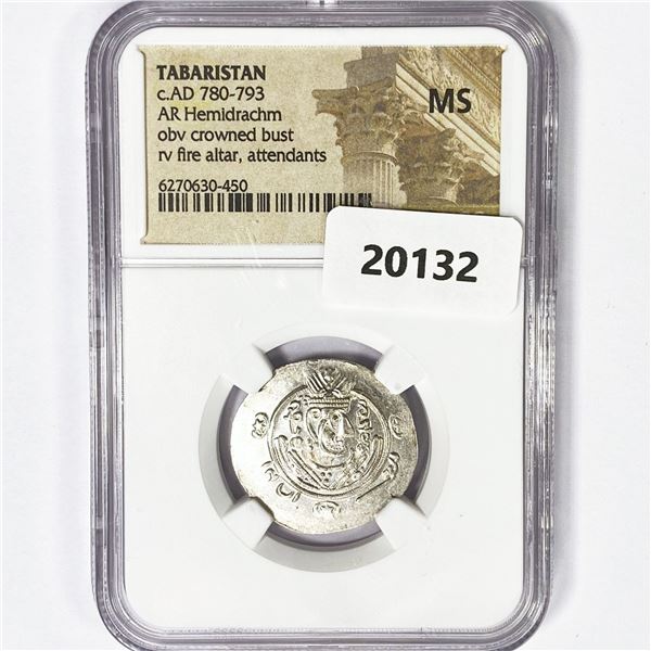 AD 780-793 Tabaristan AR Hemidrachm NGC MS