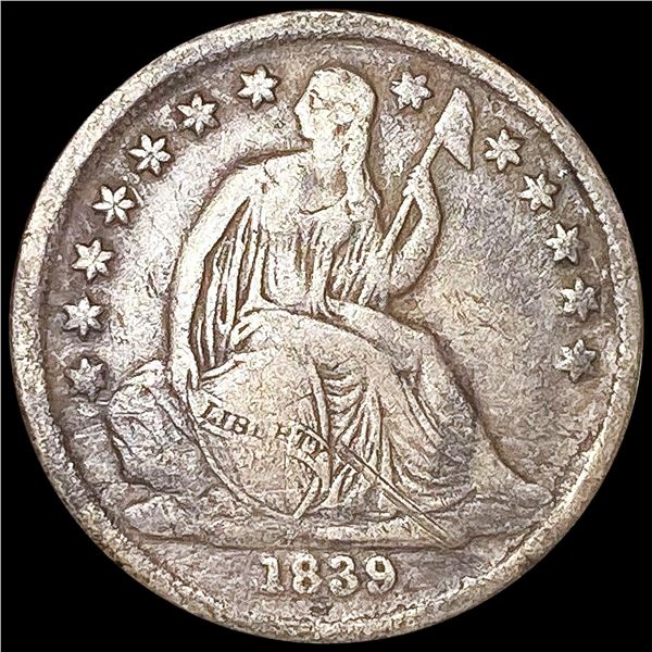 1839-O No Drapery Seated Liberty Half Dime NICE