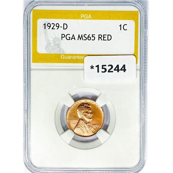 1929-D Wheat Cent PGA MS65 RED