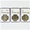 Image 1 : 1974 Set (3) Eisenhower Silver Dollars NGC MS65