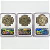 Image 2 : 1974 Set (3) Eisenhower Silver Dollars NGC MS65