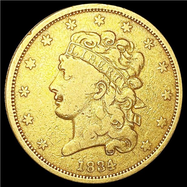 1834 $5 Gold Half Eagle LIGHTLY CIRCULATED