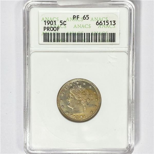 1901 Liberty Victory Nickel ANACS PF65