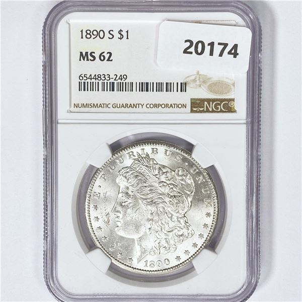 1890-S Morgan Silver Dollar NGC MS62