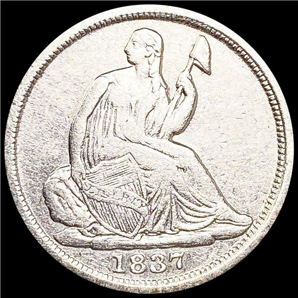 1837 No Stars Seated Liberty Half Dime CLOSE UNC