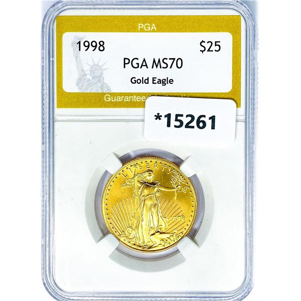 1998 $25 1/2oz American Gold Eagle PGA MS70