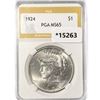 1924 Silver Peace Dollar PGA MS65